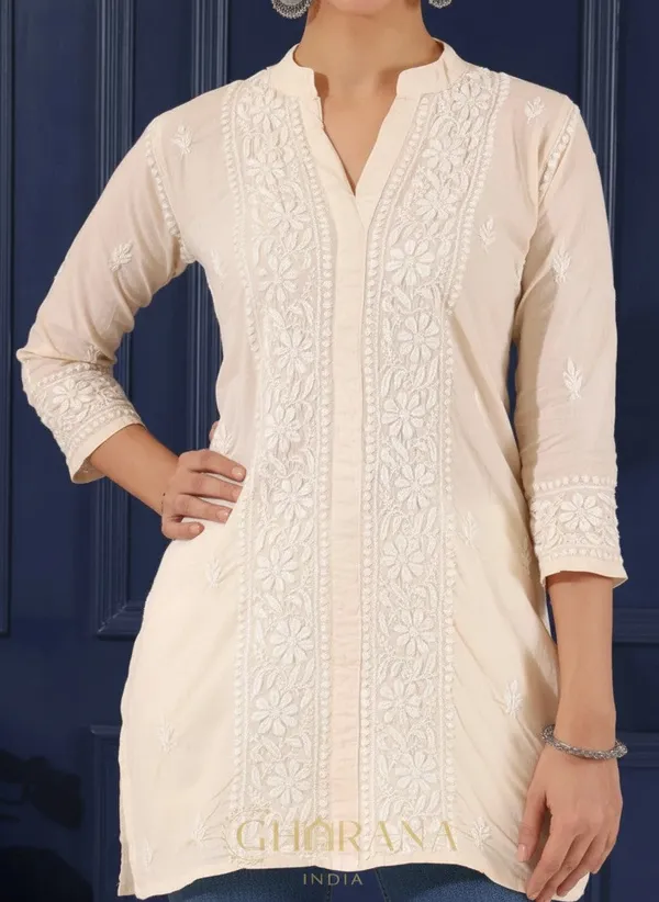 Ishq_Mul_Cotton_Beige_Chikankari_Top