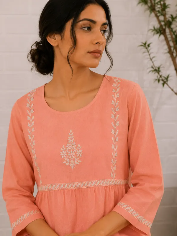 Saheba_Chikankari_Peach_Cotton_Top