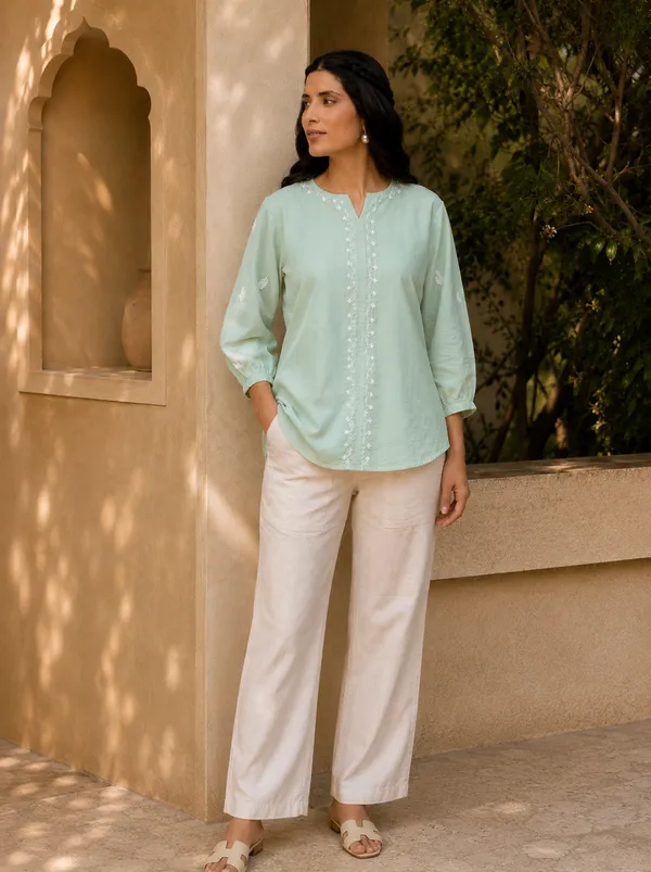 Saheba_Chanderi_Silk_Chikankari_Sage_Green_Top