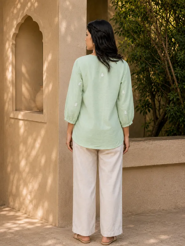 Saheba_Chanderi_Silk_Chikankari_Sage_Green_Top
