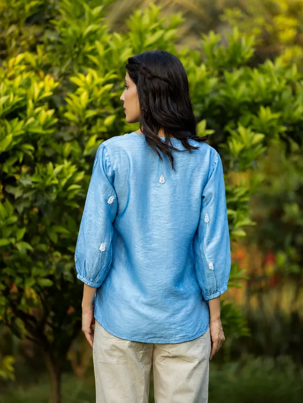 Sahiba_Chanderi_Silk_Bright_Blue_Chikankari_Top