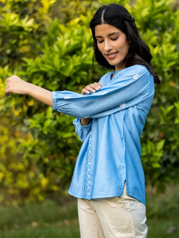 Sahiba_Chanderi_Silk_Bright_Blue_Chikankari_Top