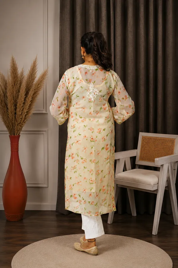 Aadya_Chikankari_Georgette_Floral_Printed_Kurta_Off_White