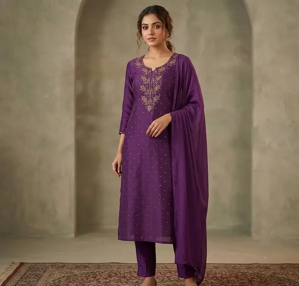 Premium_Mulchanderi_3_Pc_Unstitched_Tunic_Dupatta_Bottom_In_Kamdani_Work_Purple