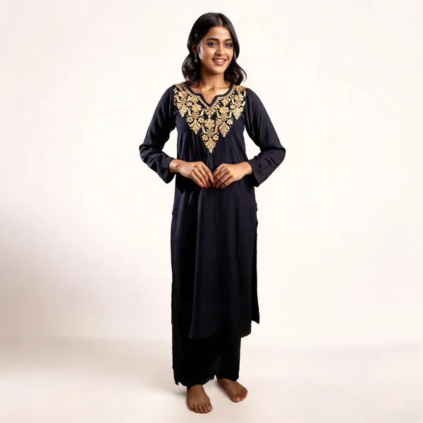 Ishq_Rayon_Black_Chikankari_Kurta