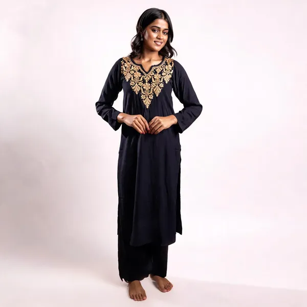 Ishq_Rayon_Black_Chikankari_Kurta