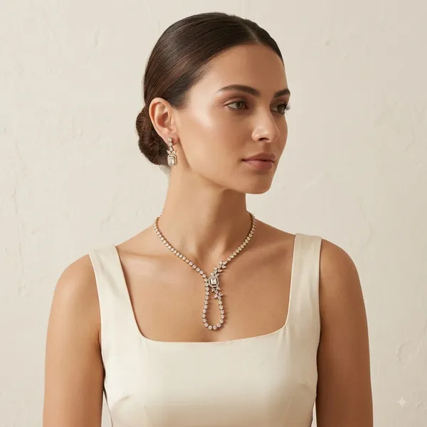 Silver_Tone_Crystal_Necklace_Set_For_Women