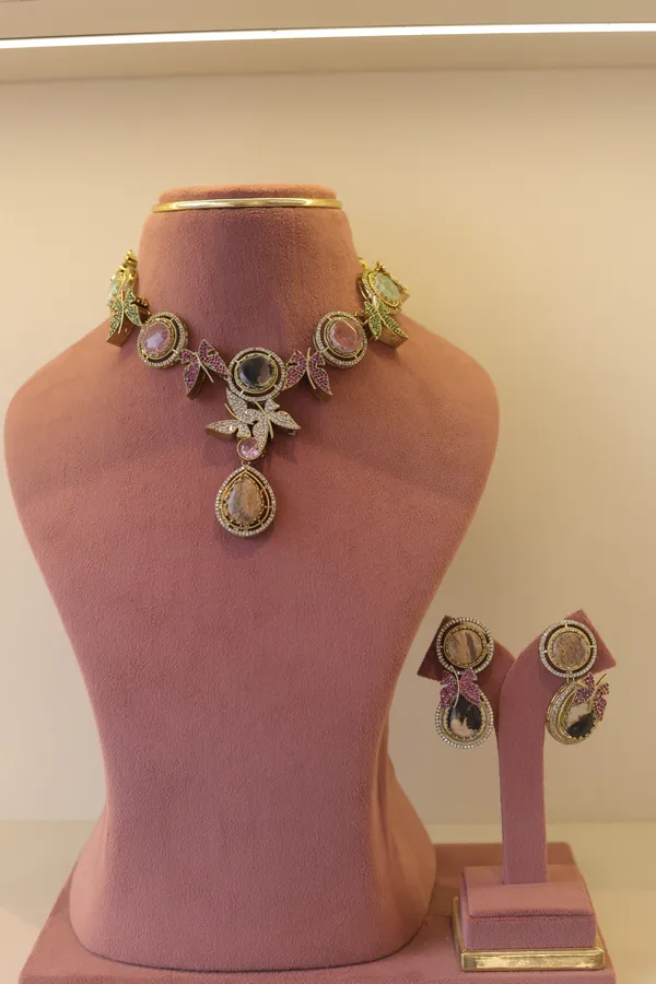 Multicolour_Stone_Necklace_And_Earrings_Set_for_Women