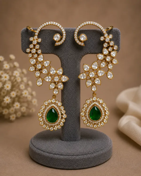 Gold_Tone_Green_Stone_Drop_Earrings_for_Women