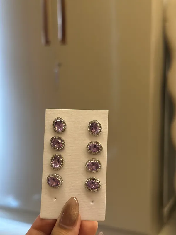 925_Silver_Hallmarked_Amethyst_Stud_Earrings_Set