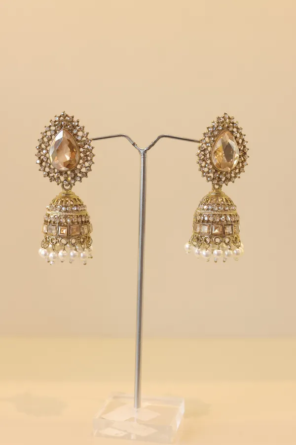 Gold-Tone_Embellished_Drop_Earrings_for_Women