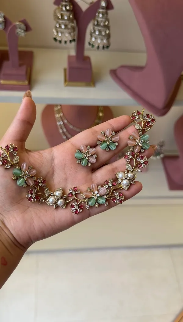 Gold_Tone_Multicolour_Floral_Jewellery_Set_for_Women