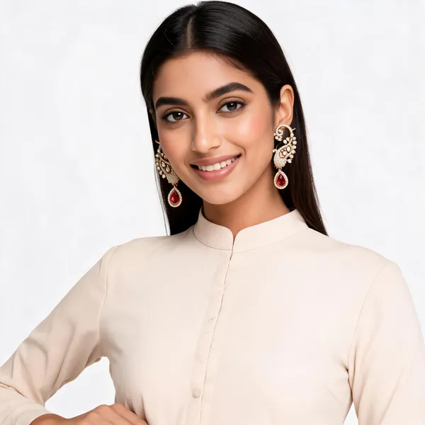 Red_Gold_Toned_Stone_Studded_Drop_Earrings_For_Women