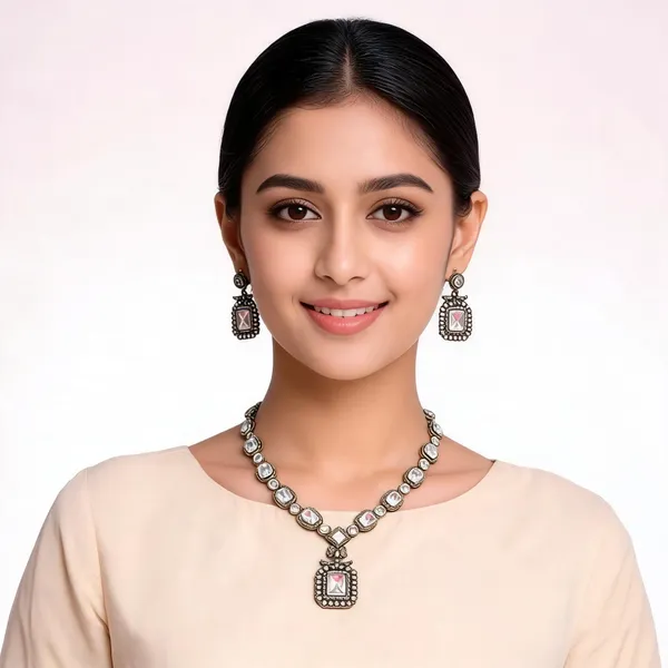 Oxidised_Finish_Necklace_And_Earrings_Set_For_Women