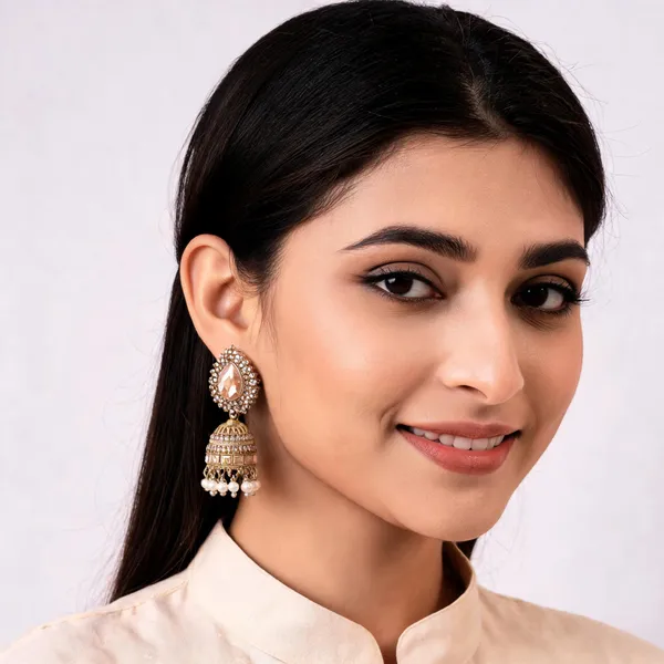 Gold_Tone_Embellished_Drop_Earrings_For_Women