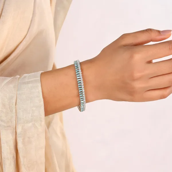 Silver_Tone_Aqua_Stone_Bangle_For_Women