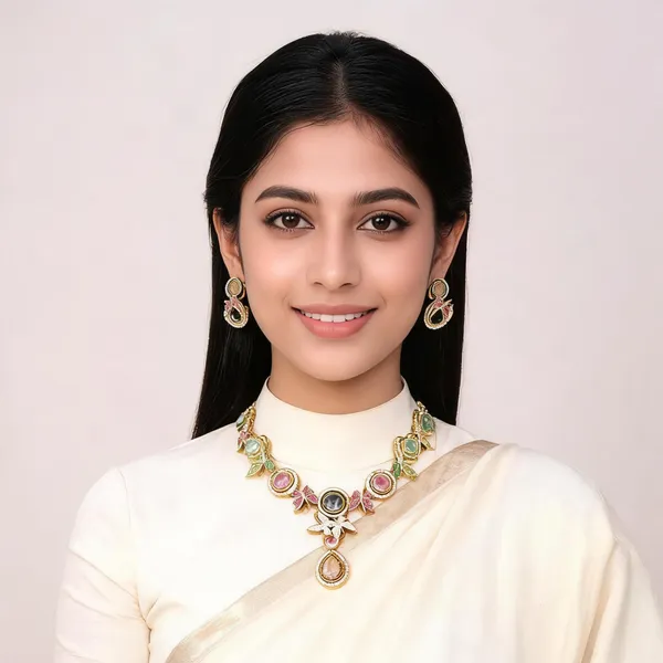 Multicolour_Stone_Necklace_And_Earrings_Set_For_Women
