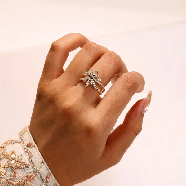 Gold_Tone_Floral_Crystal_Ring_For_Women