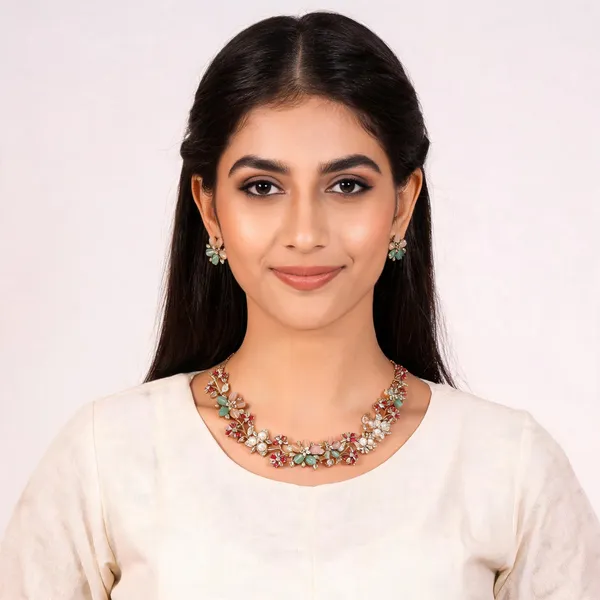 Gold_Tone_Multicolour_Floral_Jewellery_Set_For_Women