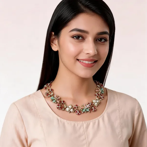 Gold_Tone_Multicolour_Floral_Jewellery_Set_For_Women