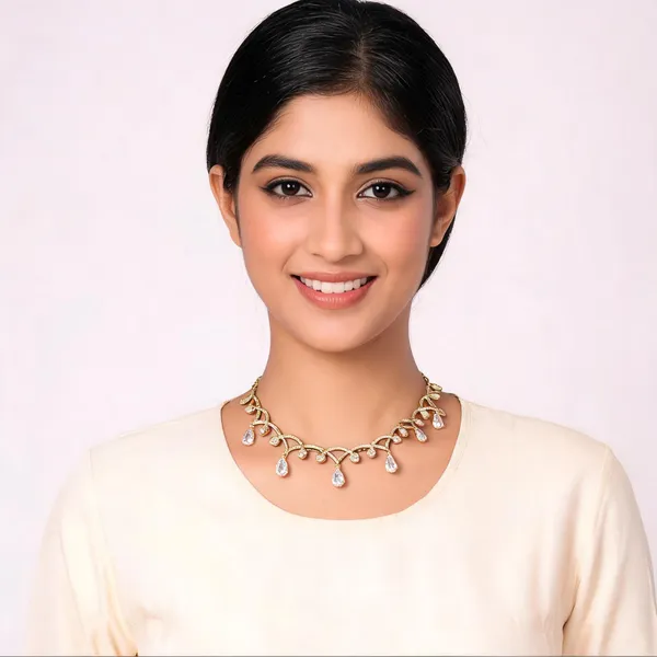 Gold_Tone_Crystal_Necklace_And_Earrings_Set_For_Women