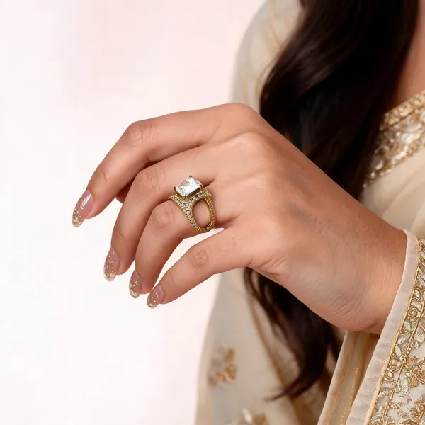 Gold_Tone_Rectangular_Stone_Statement_Ring_For_Women