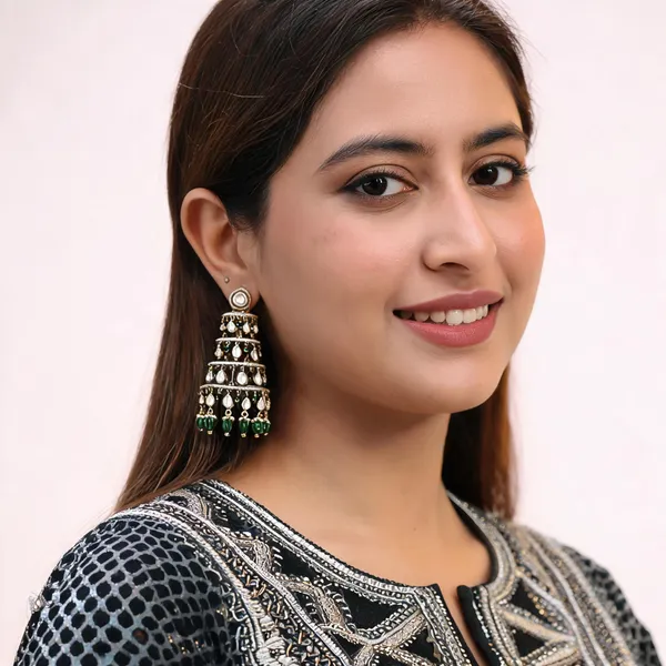 Silver_Toned_Green_Stone_Chandelier_Earrings_For_Women