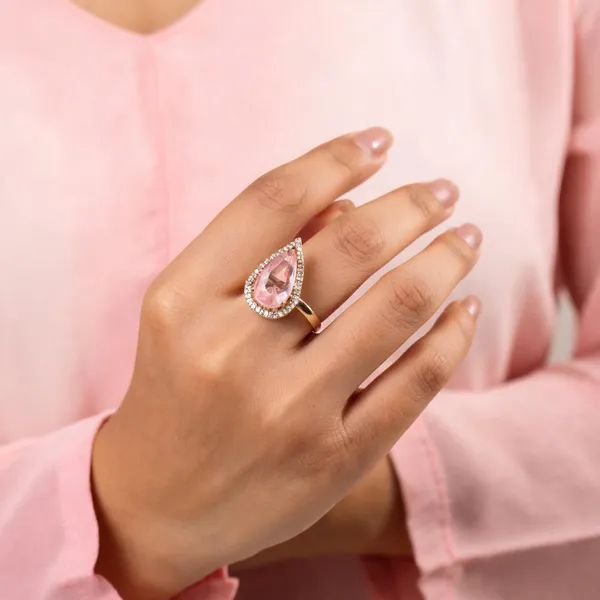 Pink_Gold_Tone_Teardrop_Ring_For_Women