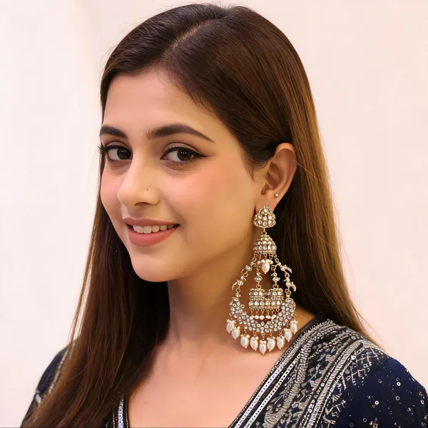 Gold_Tone_Pearl_Embellished_Ear_Chain_For_Women