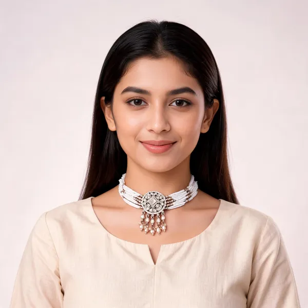 Silver_Tone_Traditional_Choker_Necklace_Set_For_Women