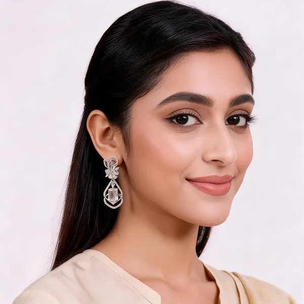 Silver_Tone_Floral_Drop_Earrings_For_Women