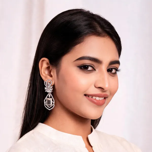 Silver_Tone_Floral_Drop_Earrings_For_Women