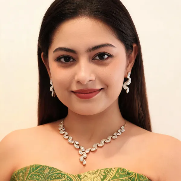 Leaf_Design_Necklace_And_Earrings_Set_For_Women