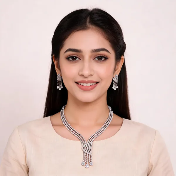 Silver_Tone_Layered_Necklace_And_Earrings_Set_For_Women