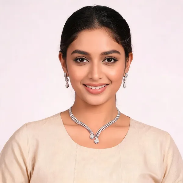 Silver_Tone_Crystal_Necklace_Set_For_Women