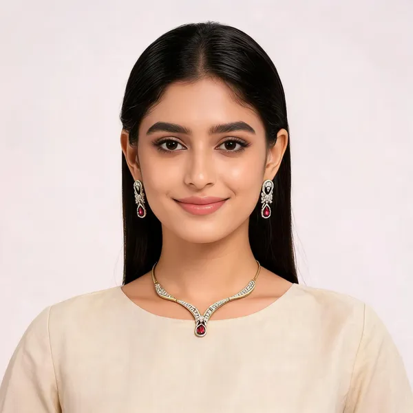 Gold_Tone_Ruby_Studded_Necklace_Set_For_Women_With_Earrings