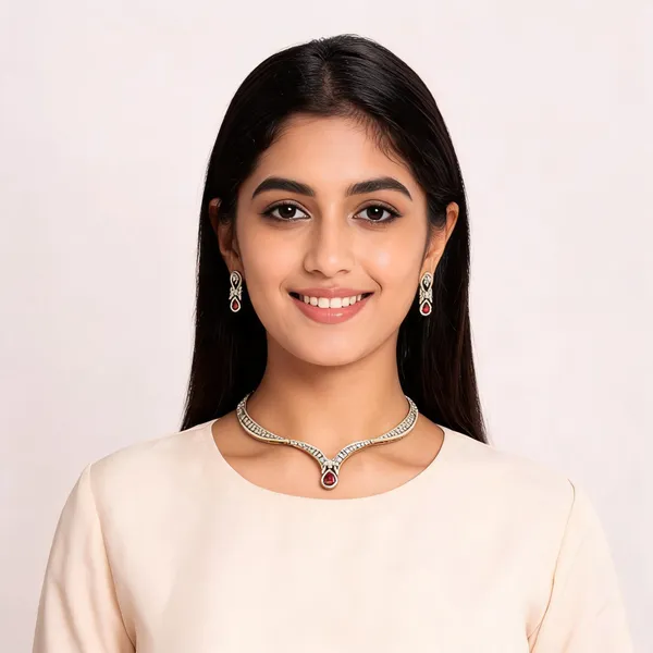 Gold_Tone_Ruby_Studded_Necklace_Set_For_Women_With_Earrings