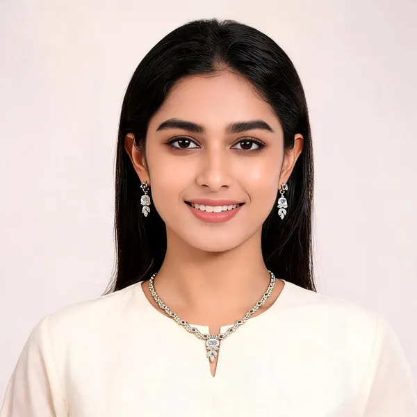 Gold_And_Silver_Drop_Necklace_Set_For_Women_With_Earrings