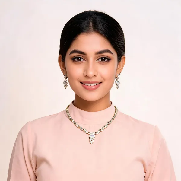 Gold_And_Silver_Drop_Necklace_Set_For_Women_With_Earrings