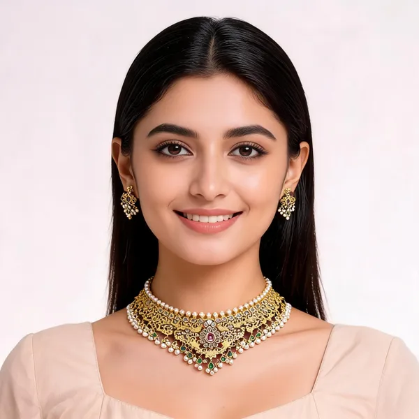Handcrafted_18_K_Gold_Polish_Necklace_And_Earrings_Set