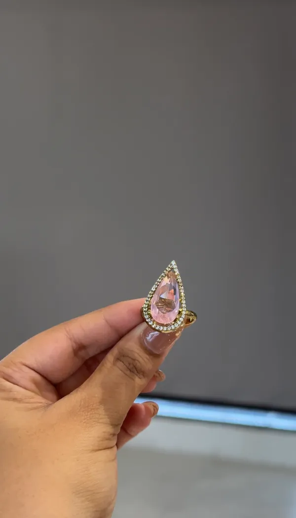Pink_Gold-Tone_Teardrop_Ring_for_Women