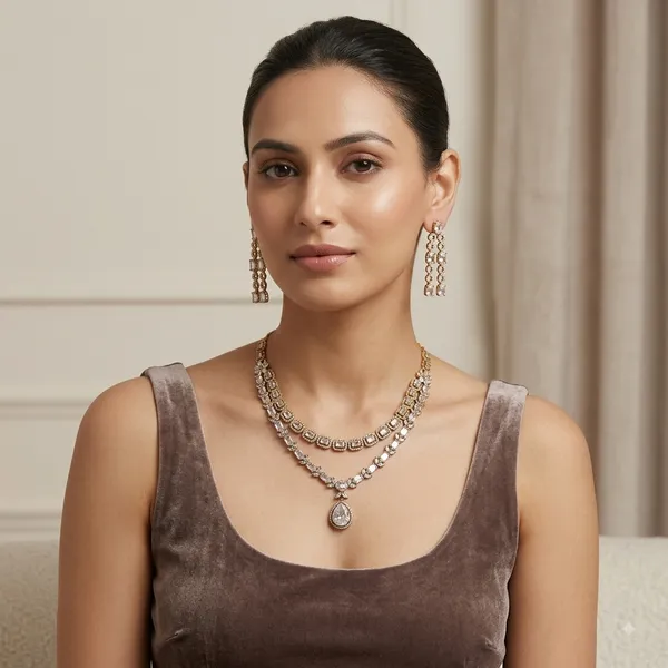 Gold_Tone_Stone_Studded_Necklace_And_Earrings_Set_For_Women