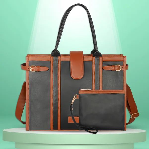 Black_And_Tan_Pu_Premium_Laptop_Tote_Bag_For_Women