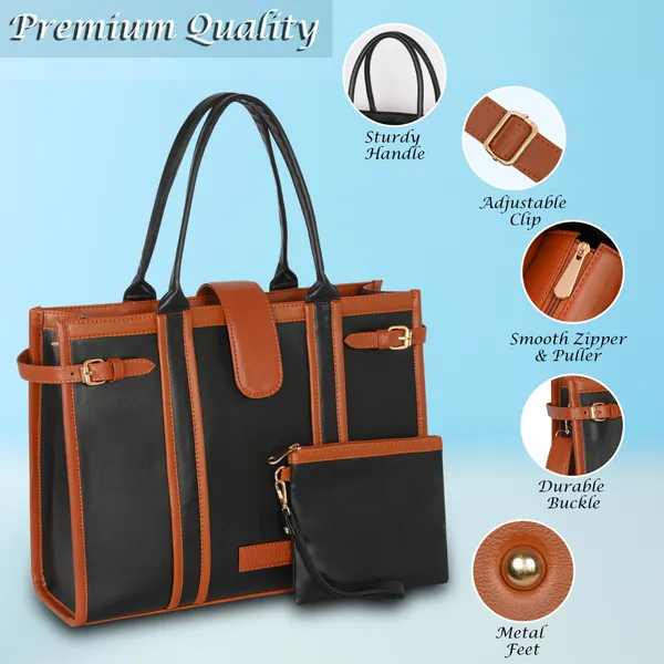Black_And_Tan_Pu_Premium_Laptop_Tote_Bag_For_Women