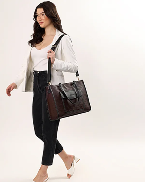 Brown_And_Black_Pu_Premium_Laptop_Tote_Bag_For_Women