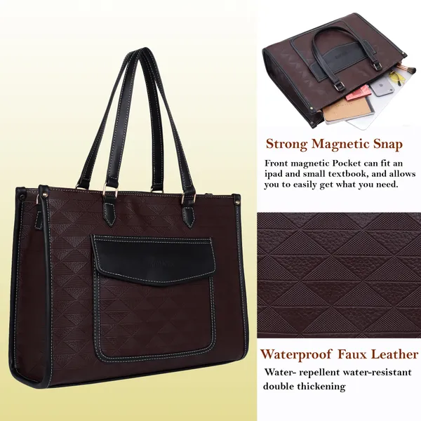 Brown_And_Black_Pu_Premium_Laptop_Tote_Bag_For_Women
