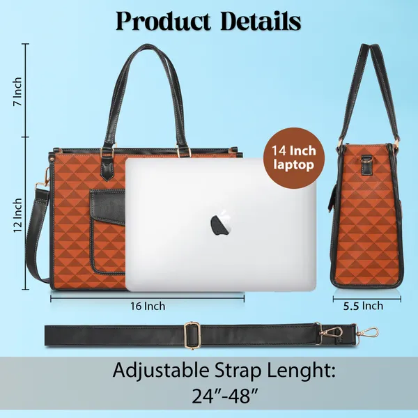 Tan_And_Black_Pu_Premium_Laptop_Tote_Bag_For_Women