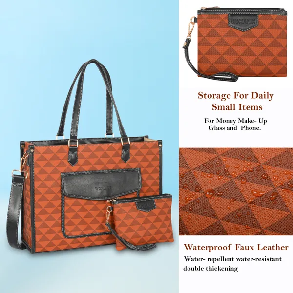 Tan_And_Black_Pu_Premium_Laptop_Tote_Bag_For_Women