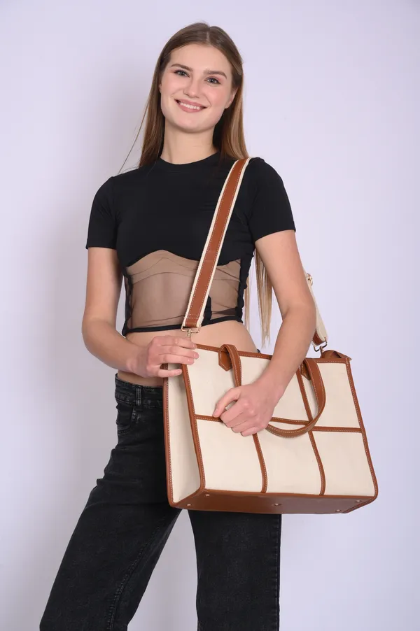 Beige_And_Tan_Canvas_Premium_Laptop_Tote_Bag_For_Women