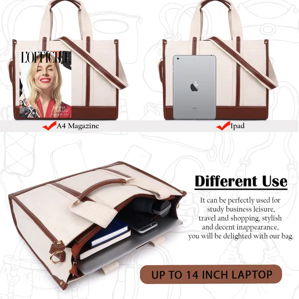 white_Canvas_Premium_Laptop_Tote_Bag_For_Women